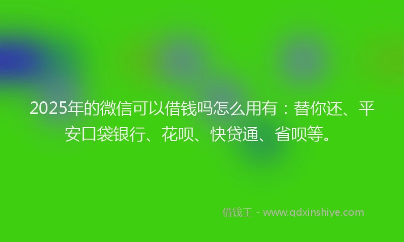 2025年的微信可以借钱吗怎么用有：替你还、平安口袋银行、花呗、快贷通、省呗等。