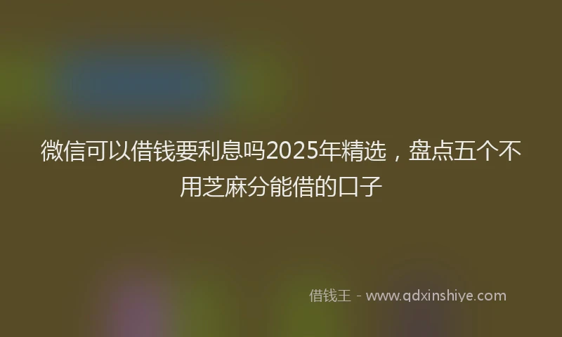 微信可以借钱要利息吗2025年精选，盘点五个不用芝麻分能借的口子