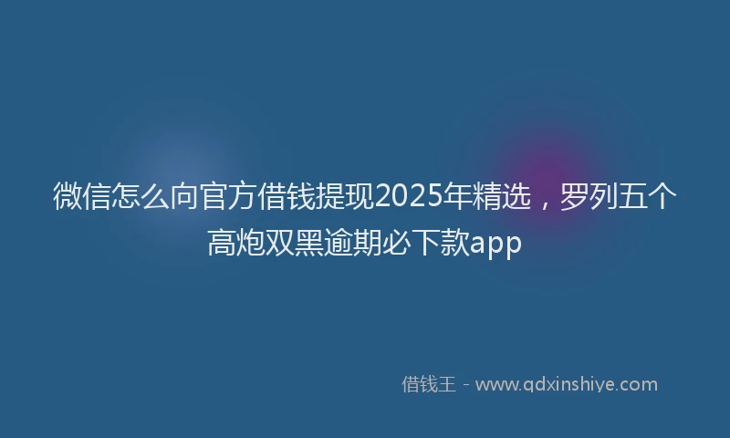 微信怎么向官方借钱提现2025年精选，罗列五个高炮双黑逾期必下款app