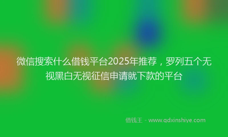 微信搜索什么借钱平台2025年推荐，罗列五个无视黑白无视征信申请就下款的平台