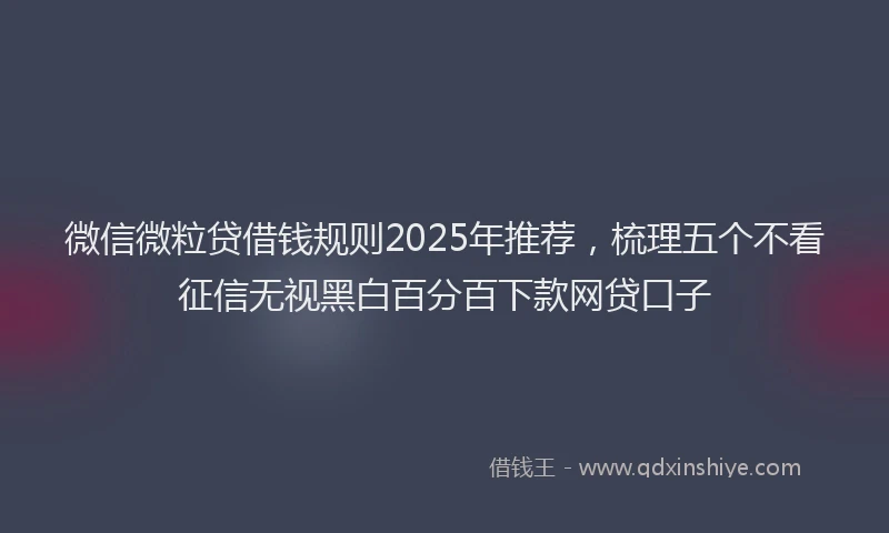 微信微粒贷借钱规则2025年推荐，梳理五个不看征信无视黑白百分百下款网贷口子