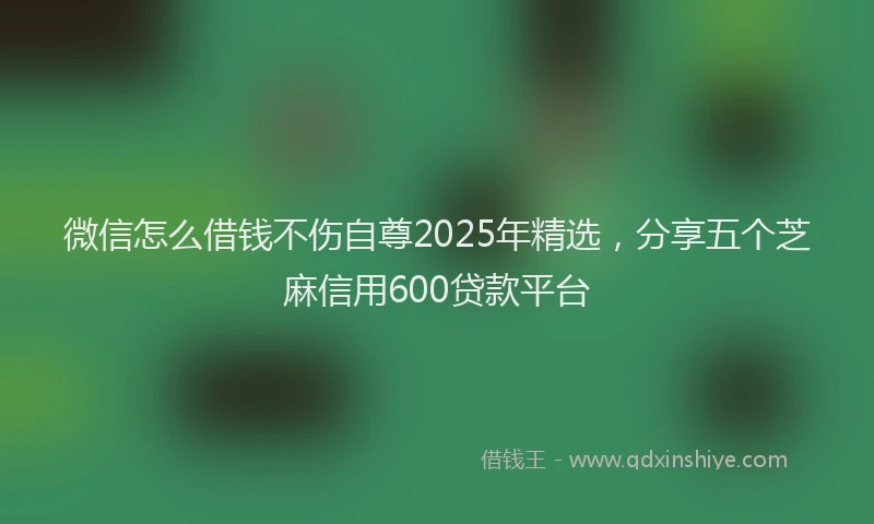 微信怎么借钱不伤自尊2025年精选，分享五个芝麻信用600贷款平台