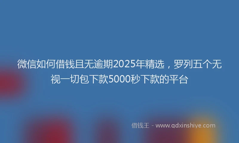 微信如何借钱且无逾期2025年精选，罗列五个无视一切包下款5000秒下款的平台