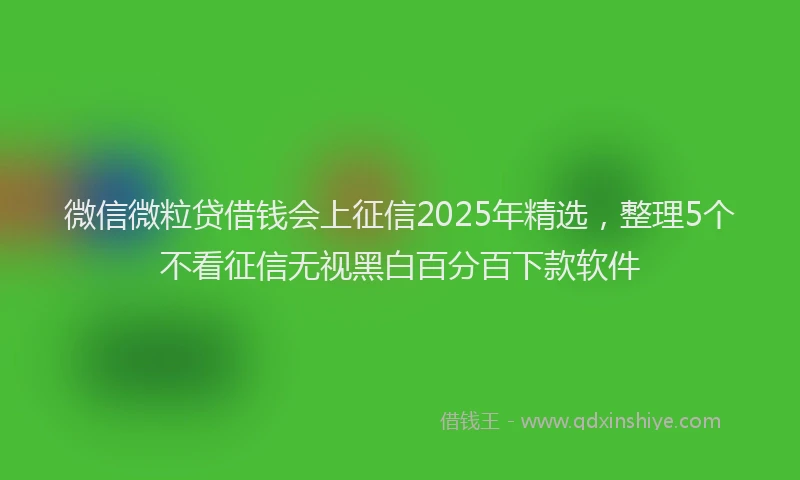 微信微粒贷借钱会上征信2025年精选，整理5个不看征信无视黑白百分百下款软件