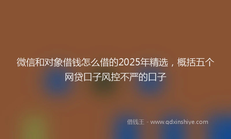 微信和对象借钱怎么借的2025年精选，概括五个网贷口子风控不严的口子