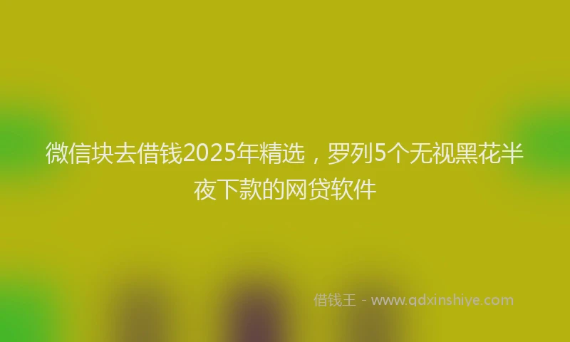 微信块去借钱2025年精选，罗列5个无视黑花半夜下款的网贷软件