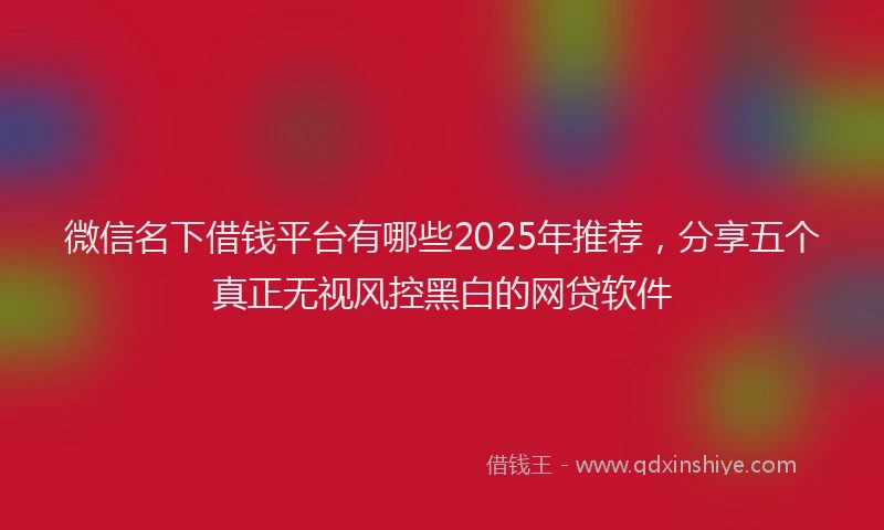 微信名下借钱平台有哪些2025年推荐，分享五个真正无视风控黑白的网贷软件