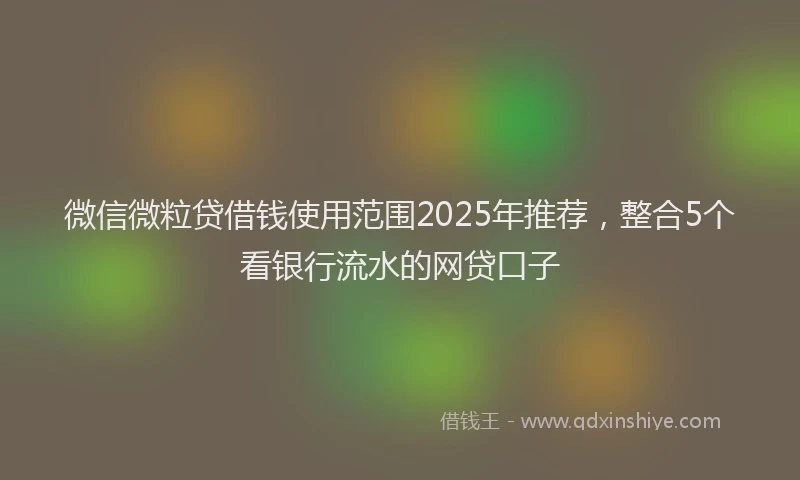 微信微粒贷借钱使用范围2025年推荐，整合5个看银行流水的网贷口子