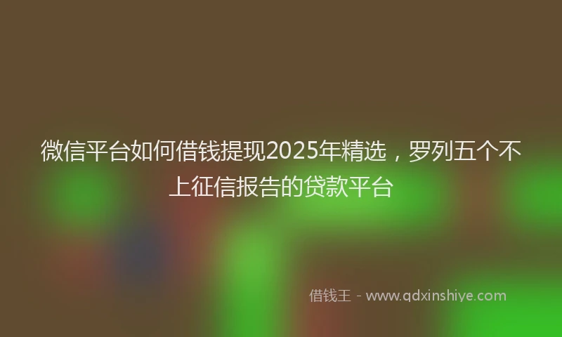 微信平台如何借钱提现2025年精选，罗列五个不上征信报告的贷款平台
