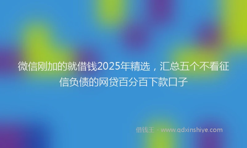微信刚加的就借钱2025年精选，汇总五个不看征信负债的网贷百分百下款口子