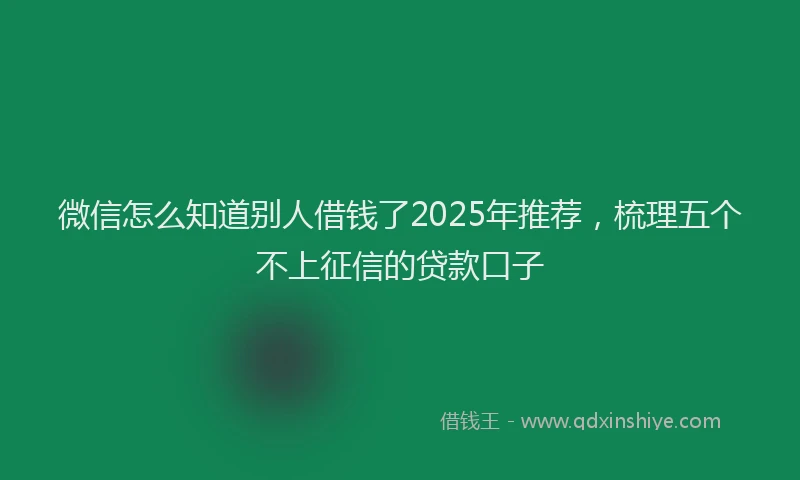 微信怎么知道别人借钱了2025年推荐，梳理五个不上征信的贷款口子