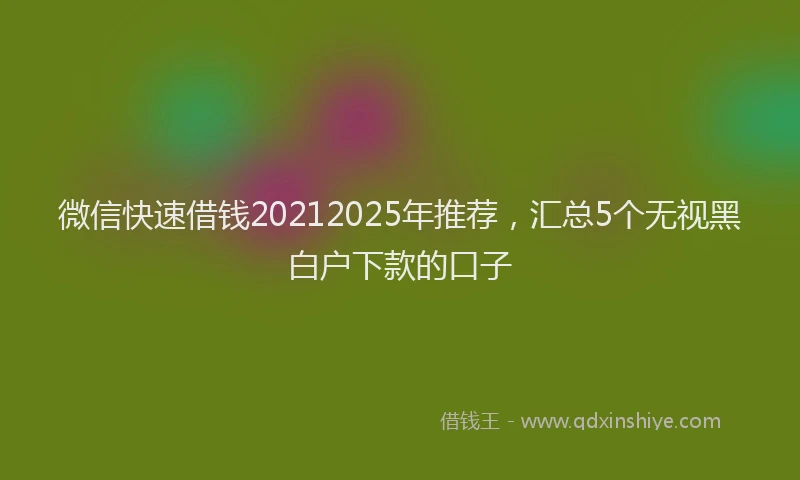 微信快速借钱20212025年推荐，汇总5个无视黑白户下款的口子