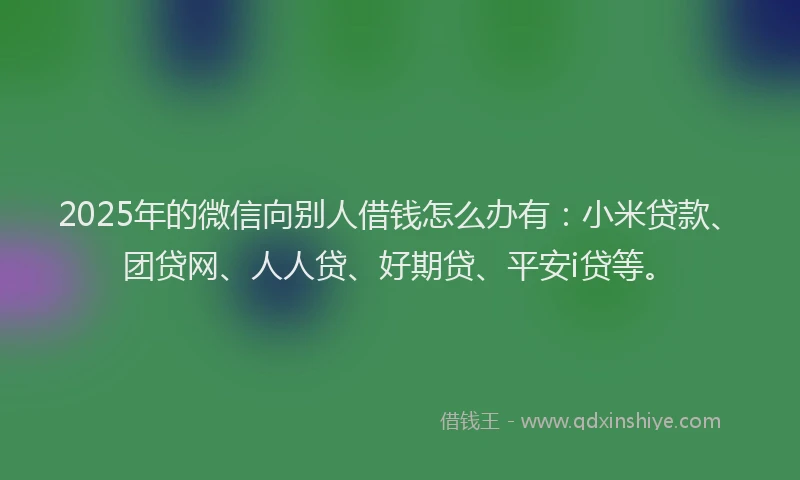 2025年的微信向别人借钱怎么办有：小米贷款、团贷网、人人贷、好期贷、平安i贷等。