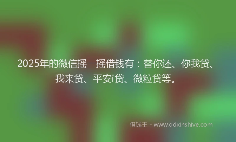 2025年的微信摇一摇借钱有：替你还、你我贷、我来贷、平安i贷、微粒贷等。