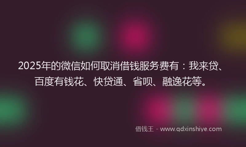 2025年的微信如何取消借钱服务费有：我来贷、百度有钱花、快贷通、省呗、融逸花等。