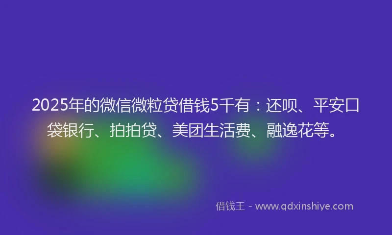 2025年的微信微粒贷借钱5千有：还呗、平安口袋银行、拍拍贷、美团生活费、融逸花等。