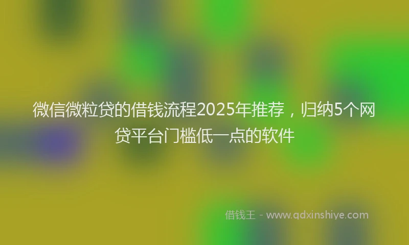 微信微粒贷的借钱流程2025年推荐，归纳5个网贷平台门槛低一点的软件