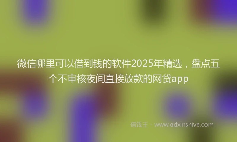 微信哪里可以借到钱的软件2025年精选，盘点五个不审核夜间直接放款的网贷app