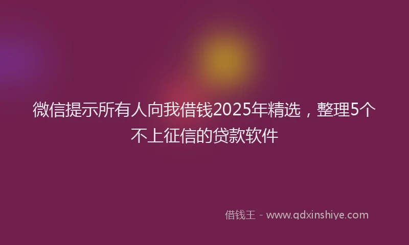 微信提示所有人向我借钱2025年精选，整理5个不上征信的贷款软件