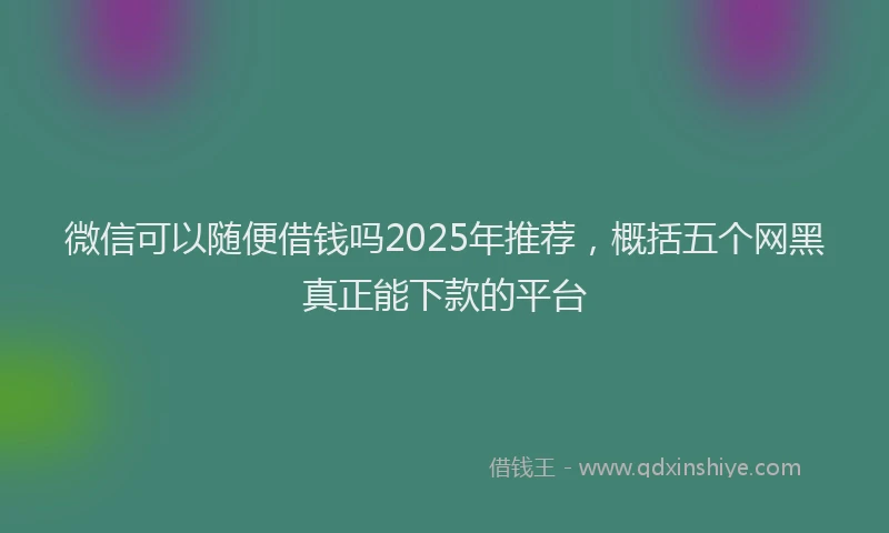微信可以随便借钱吗2025年推荐，概括五个网黑真正能下款的平台