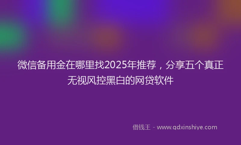 微信备用金在哪里找2025年推荐，分享五个真正无视风控黑白的网贷软件