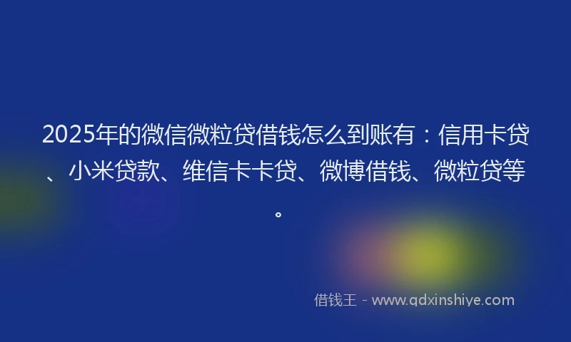 2025年的微信微粒贷借钱怎么到账有：信用卡贷、小米贷款、维信卡卡贷、微博借钱、微粒贷等。