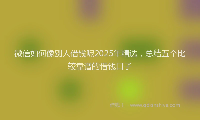 微信如何像别人借钱呢2025年精选，总结五个比较靠谱的借钱口子
