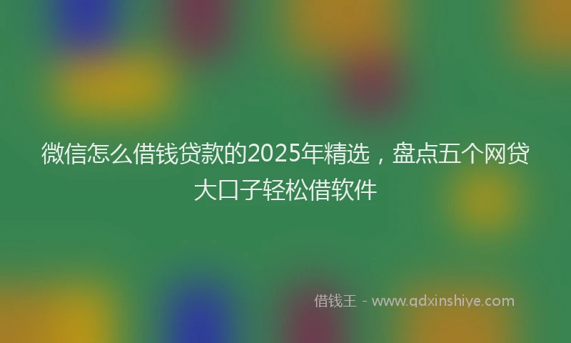微信怎么借钱贷款的2025年精选，盘点五个网贷大口子轻松借软件