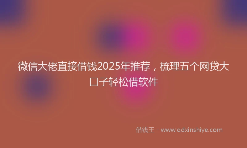 微信大佬直接借钱2025年推荐，梳理五个网贷大口子轻松借软件