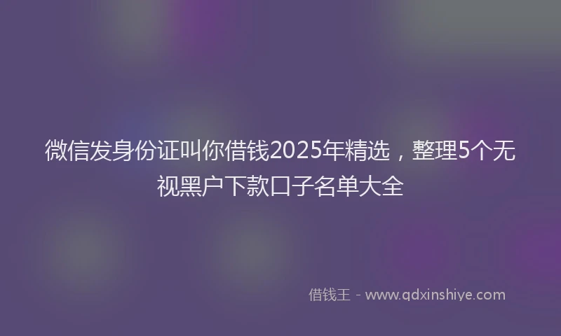 微信发身份证叫你借钱2025年精选，整理5个无视黑户下款口子名单大全