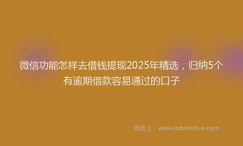 微信功能怎样去借钱提现2025年精选，归纳5个有逾期借款容易通过的口子