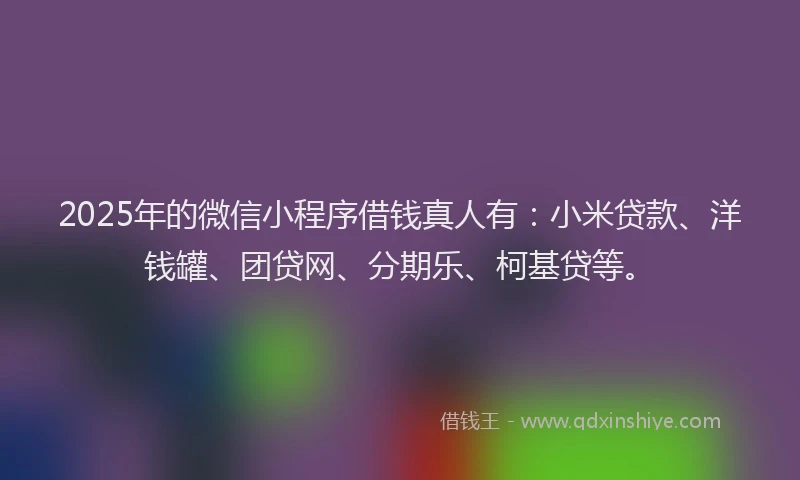 2025年的微信小程序借钱真人有：小米贷款、洋钱罐、团贷网、分期乐、柯基贷等。