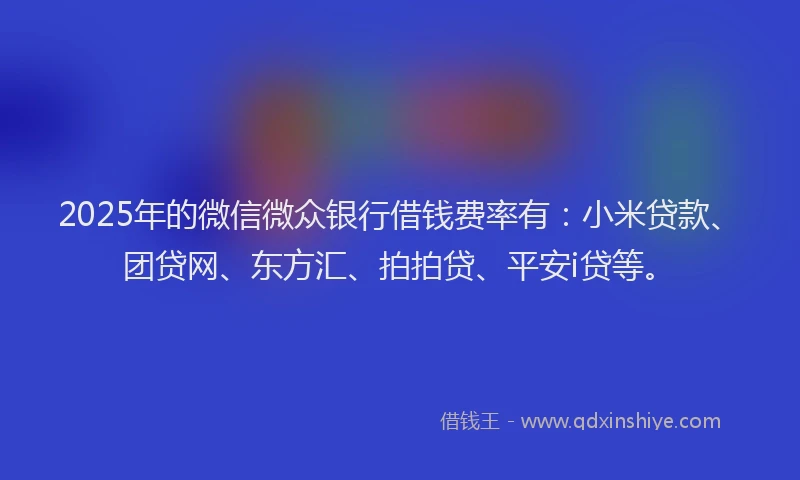 2025年的微信微众银行借钱费率有：小米贷款、团贷网、东方汇、拍拍贷、平安i贷等。
