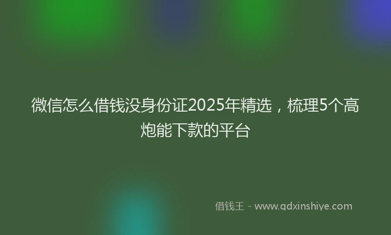 微信怎么借钱没身份证2025年精选，梳理5个高炮能下款的平台