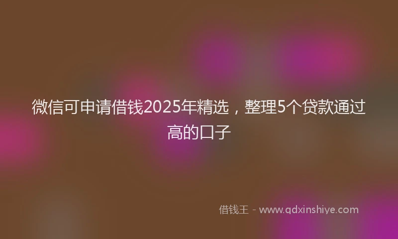 微信可申请借钱2025年精选，整理5个贷款通过高的口子