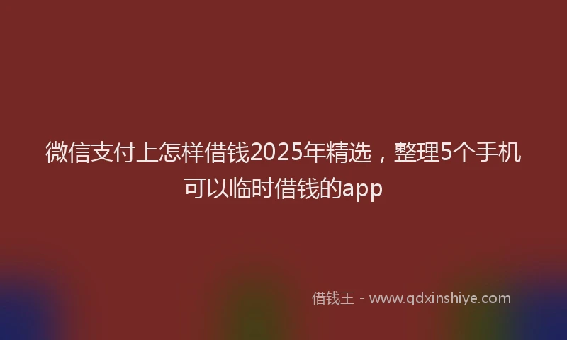微信支付上怎样借钱2025年精选，整理5个手机可以临时借钱的app