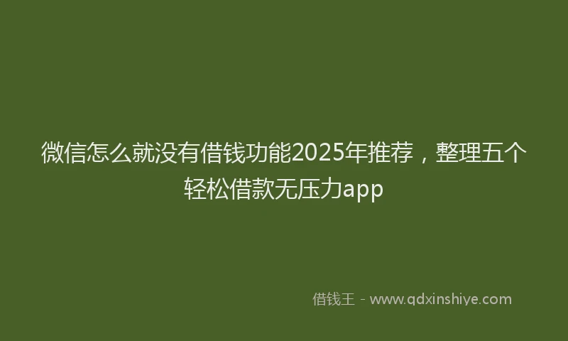 微信怎么就没有借钱功能2025年推荐，整理五个轻松借款无压力app