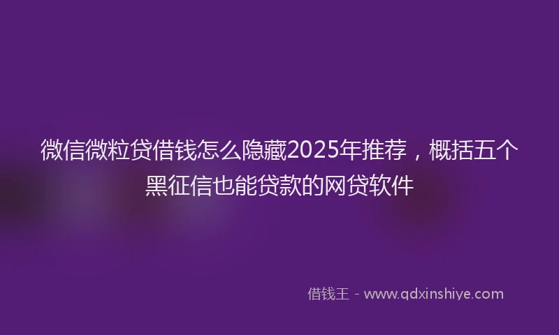 微信微粒贷借钱怎么隐藏2025年推荐，概括五个黑征信也能贷款的网贷软件