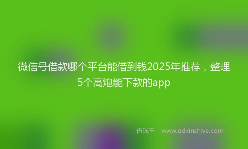 微信号借款哪个平台能借到钱2025年推荐，整理5个高炮能下款的app