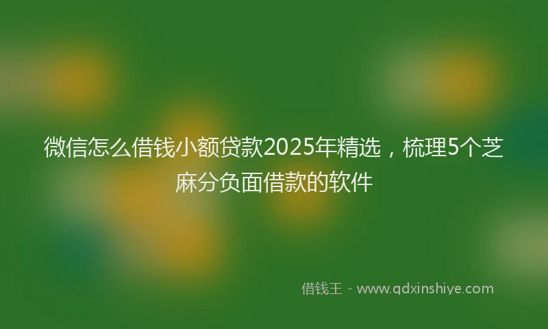 微信怎么借钱小额贷款2025年精选，梳理5个芝麻分负面借款的软件