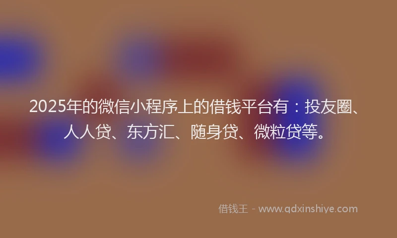2025年的微信小程序上的借钱平台有：投友圈、人人贷、东方汇、随身贷、微粒贷等。