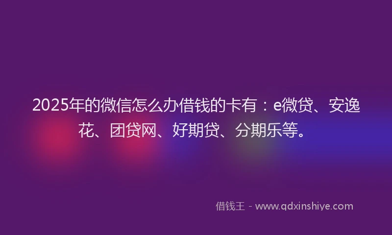 2025年的微信怎么办借钱的卡有：e微贷、安逸花、团贷网、好期贷、分期乐等。