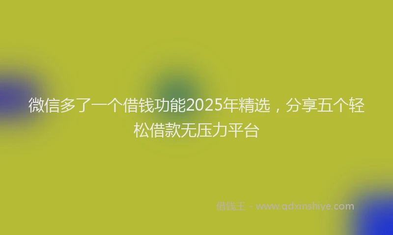 微信多了一个借钱功能2025年精选，分享五个轻松借款无压力平台