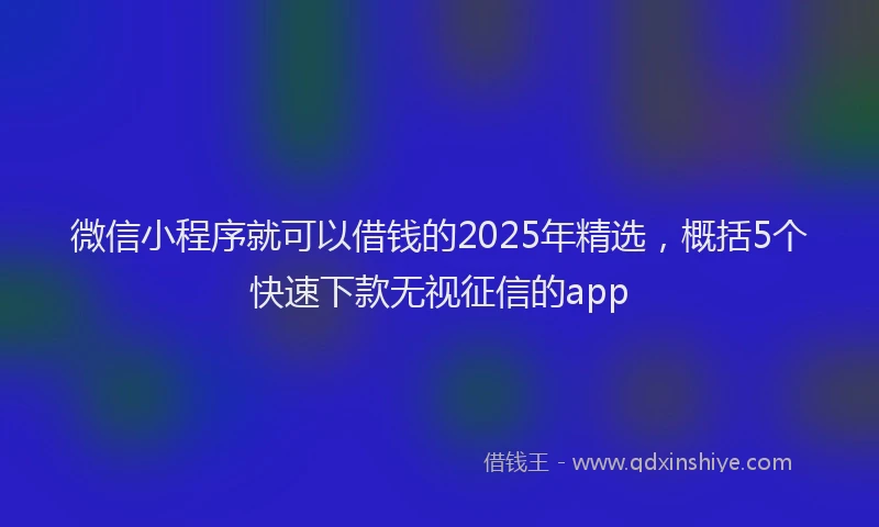 微信小程序就可以借钱的2025年精选，概括5个快速下款无视征信的app