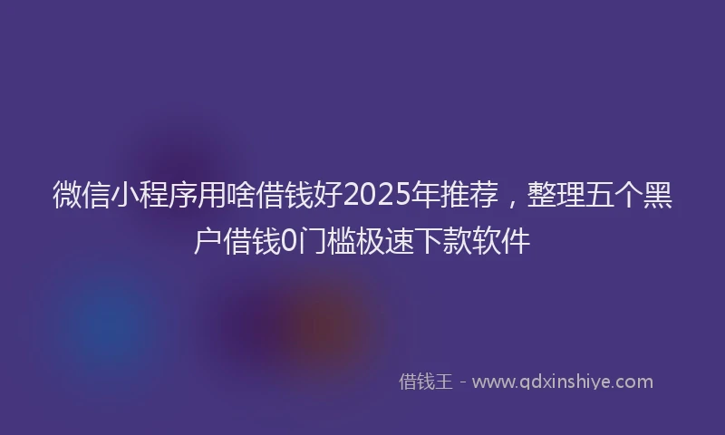 微信小程序用啥借钱好2025年推荐，整理五个黑户借钱0门槛极速下款软件