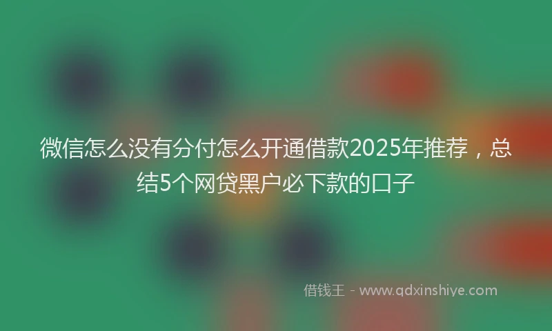 微信怎么没有分付怎么开通借款2025年推荐，总结5个网贷黑户必下款的口子