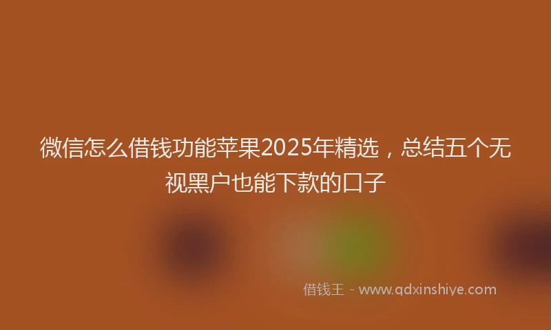 微信怎么借钱功能苹果2025年精选，总结五个无视黑户也能下款的口子