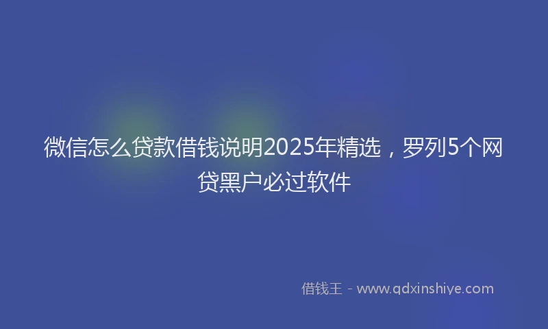 微信怎么贷款借钱说明2025年精选，罗列5个网贷黑户必过软件