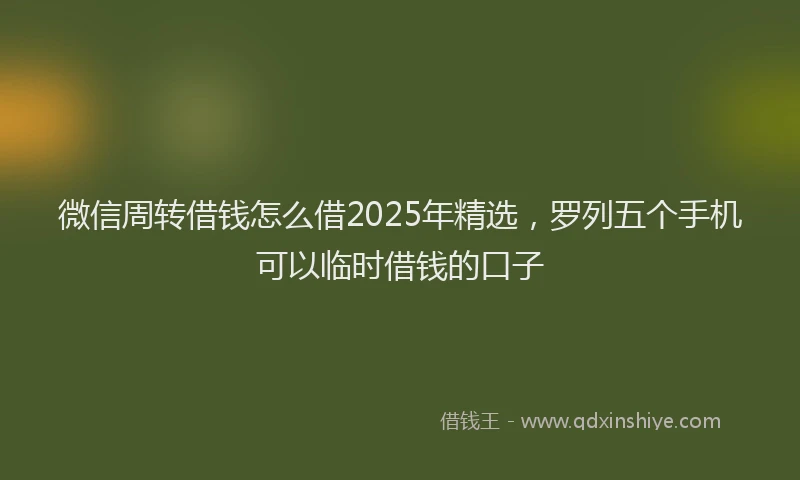 微信周转借钱怎么借2025年精选，罗列五个手机可以临时借钱的口子