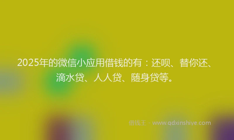 2025年的微信小应用借钱的有：还呗、替你还、滴水贷、人人贷、随身贷等。